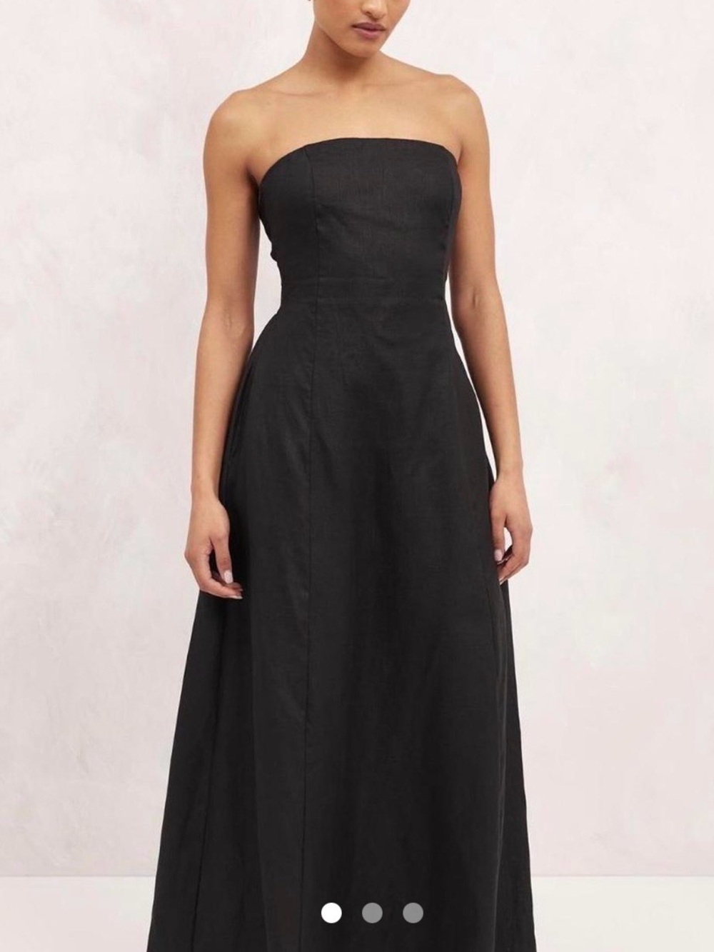 Linen Strapless Black Maxi Dress